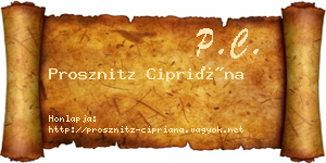 Prosznitz Cipriána névjegykártya